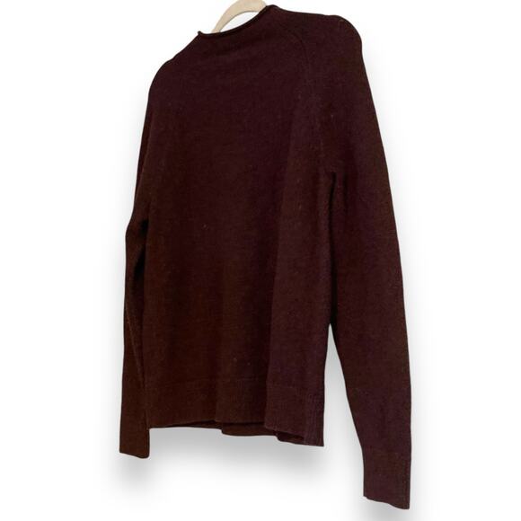 Womens Banana Republic Maroon Heather Moc Neck Recycled Wool Sweater Size Medium - Picture 4 of 16